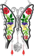 KY&BOSAM Butterfly Suncatcher I Love You Friend Stained Glass Butterfly Suncatchers Hanging for Window Wind Chime Car Charms Gifts for Friend Mother`s Day Valentine's Birthday Christmas Thanksgiving