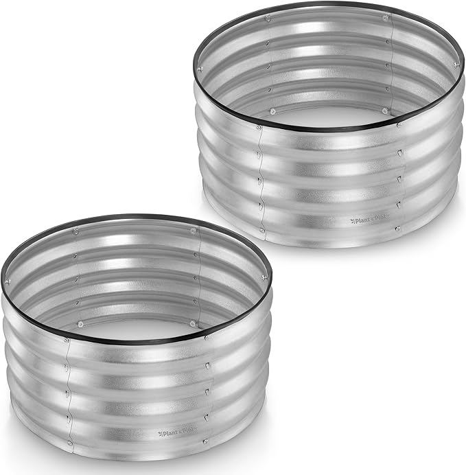 Galvanized Raised Garden Beds Outdoor // 2×2×1 ft (2-Pack) Planter Raised Beds for Gardening, Vegetables, Flowers // Large Metal Garden Box (Silver) // Patented Tool-Free Design