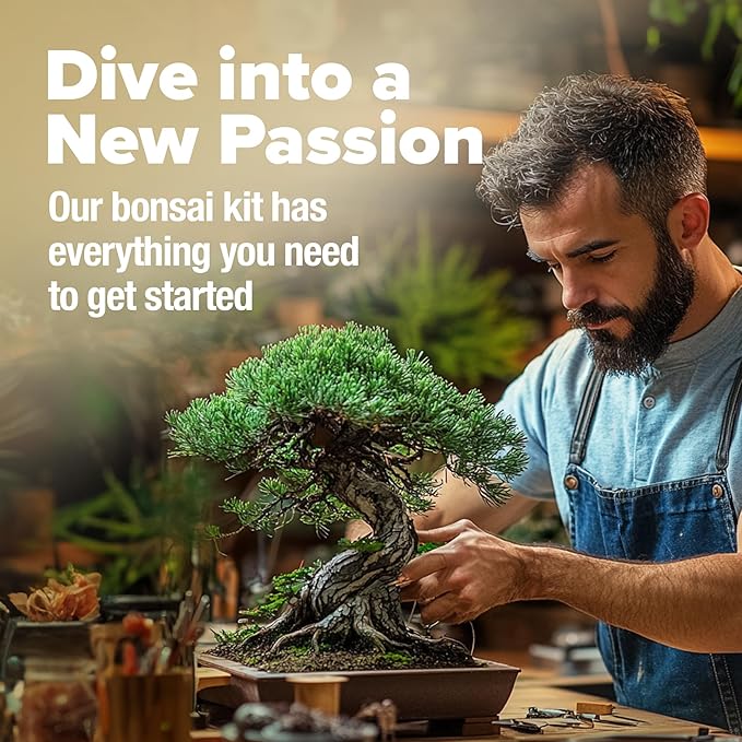 HOME GROWN Bonsai Tree Kit – Easy to Grow 4 Species of Bonsai w/Our Complete Plant Kit: Bonsai Pots & Peat Pellets Including a Bonus in-Depth Grow Guide - Great Gardening Gifts for Women and Men