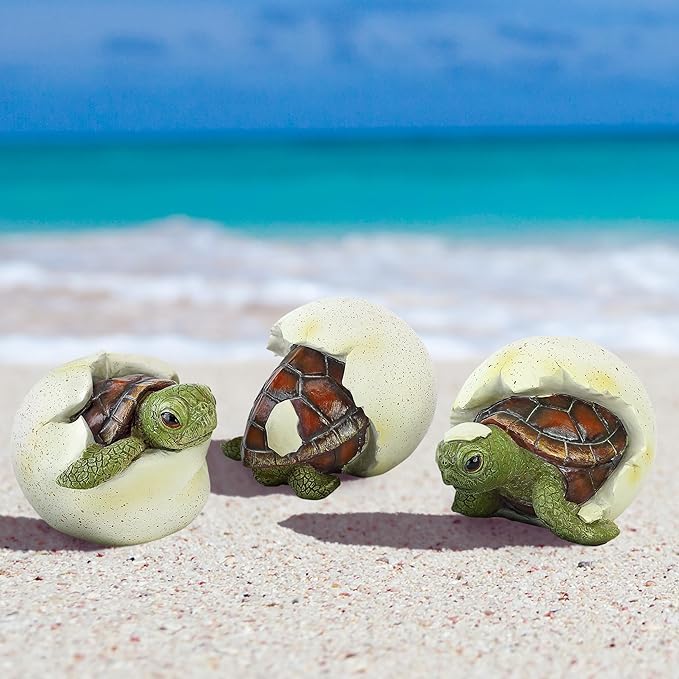 Design Toscano QM2562500 Out of the Shell Baby Turtle Triplet Statues,Full Color