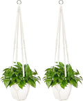 Dahey Macrame Plant Hanger Indoor Outdoor Hanging Planter Basket Large for up to 12" Pot Handmade Woven Cotton Rope Flower Pots Holder for Boho Home Decor, 43 Inch, Set of 2