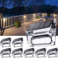 Solar Outdoor Lights, 8 Pack Solar Fence Deck Lights, Waterproof Outside Lighting for Step Railing Wall Pool Stair Yard Garden Patio Pool Decorations (Warm White)