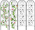 LZRS 4 Pack Rustic Iron Arch Decoration Garden Trellis with Black Metal Coating – Perfect for Supporting Climbing Plants Outdoor, Roses, Vines, Flowers, and Vegetables.