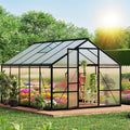 8x10 FT Outdoor Walk-in Greenhouse with Durable polyethylene Cover, Lockable Door, Adjustable roof Vent, and Ground Anchors. A Large, Sturdy Backyard Greenhouse Ideal for Patio, Lawn, and Gardening.