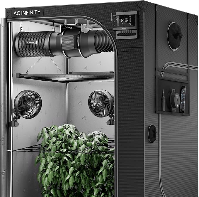 AC Infinity AI Grow System PRO 5x5, 6-Plant Kit w/Self-Learning AI Controller, Dynamic Airflow & LM301H EVO LED Lighting Control, 2000D Mylar Tent w/Lab-Tested Reflectivity, Largest Zippered Window