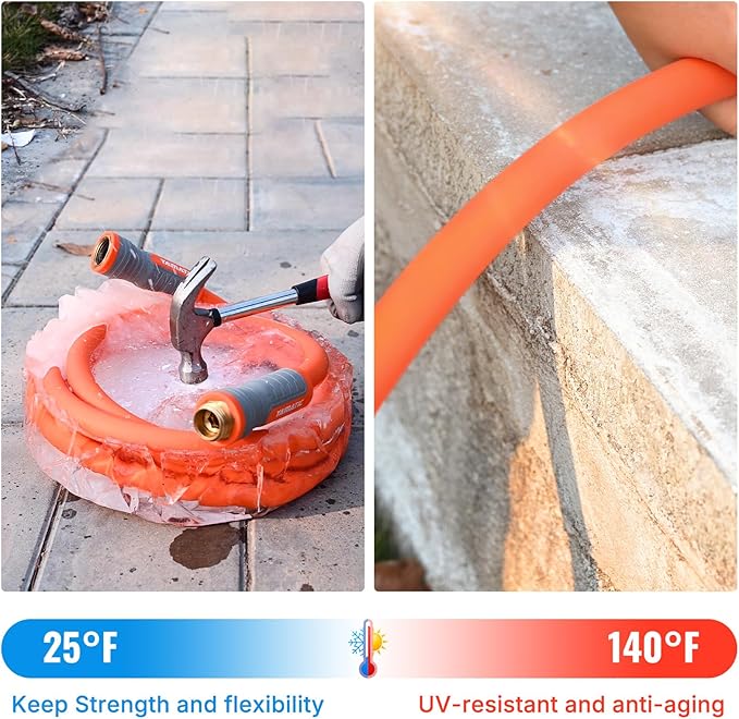 YAMATIC Heavy Duty Garden Hose 5/8 in x 75 ft with Swivel Fitting, Super Flexible Water Hose, All-weather, Lightweight, Burst 600 PSI