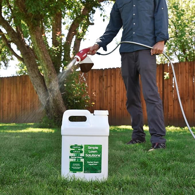 Simple Lawn Solutions - Liquid Iron Darker Green - Chelated Micronutrients - Concentrated Booster for Lawn, Indoor Plants and Outdoor Garden (2.5 Gallon)