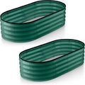 Galvanized Raised Garden Beds Outdoor // 4×2×1 ft (2-Pack) Planter Raised Beds for Gardening, Vegetables, Flowers // Large Metal Garden Box (Dark Green) // Patented Tool-Free Design
