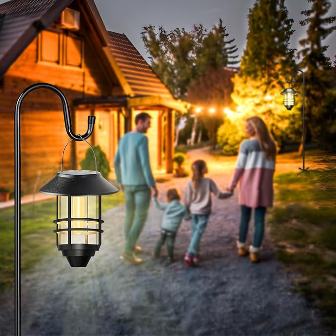 XDW-GIFTS Bird Feeder Pole for Outdoor, 4-Pack 45 Inch Shepherds Hooks Heavy Duty Garden Pole for Hanging Plant Basket, Solar Light Lanterns, Garden Plant Hanger Stands with 5 Base Prongs