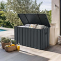 PURPLE LEAF Outdoor Deck Box 120 Gallon Waterproof Lockable Storage Box Container with Lid Deck Organization for Patio Cushions Side Table Pool Accessories Garden Tools, Gray