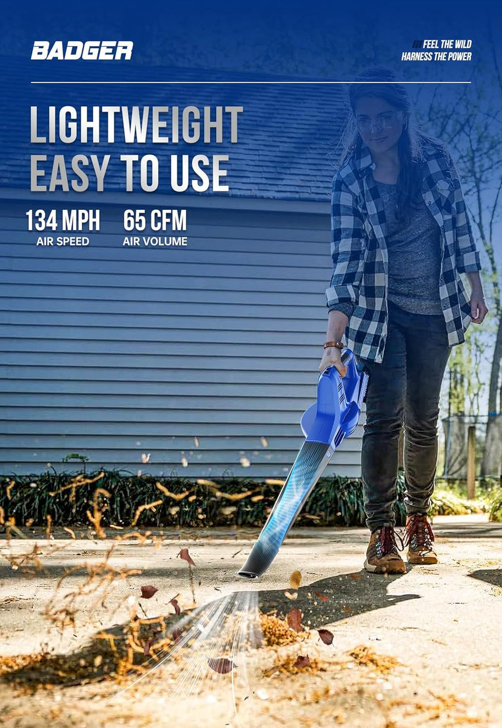 WILD BADGER POWER 20V Weed Wacker & Leaf Blower, Electric with 2 * 2Ah Battery & Charger, String Trimmer, Lightweight, Adjustable Telescopic Shaft, Easy to Use