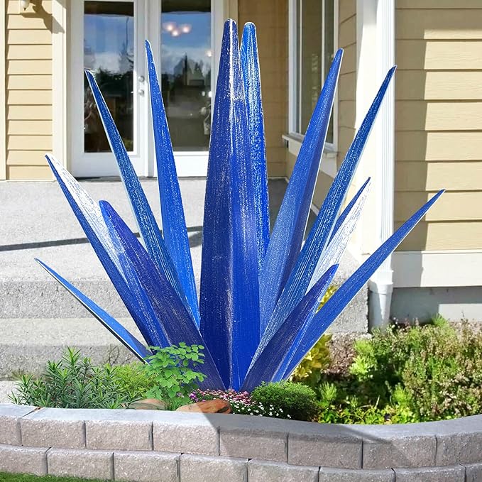 Large Tequila Rustic Sculpture, Rustic Metal Agave Plants for Outdoor Patio Yard, Home Decor Metal Agave Garden Yard Statue