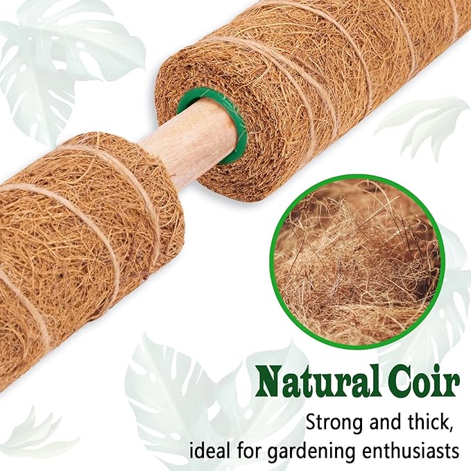 2 Pack 21 Inch Moss Poles, Stackable Moss Pole for Plants Monstera, 37 Inch Tall Moss Poles for Climbing Plants Indoor, Coir Totem Plant Support Stakes Stand for Potted Plants, Pothos