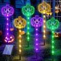 6-Pack Solar Halloween Pumpkin Garden Stake Lights for Halloween Decorations,Solar Halloween Yard Stake Outdoor Waterproof Halloween Lighted Pumpkin Lights for Garden Patio Yard Pathway Grave(6 Pack)