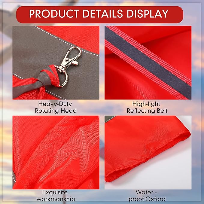 2 Pcs Airport Windsocks Measurement Sock Bag with Reflective Belt Oxford Fabric Ripstop Wind Sock Wind Direction Indicator Windsocks Outdoor Aviation Flag for Airport Farm, 31.5 Inch, 39 Inch(Red)