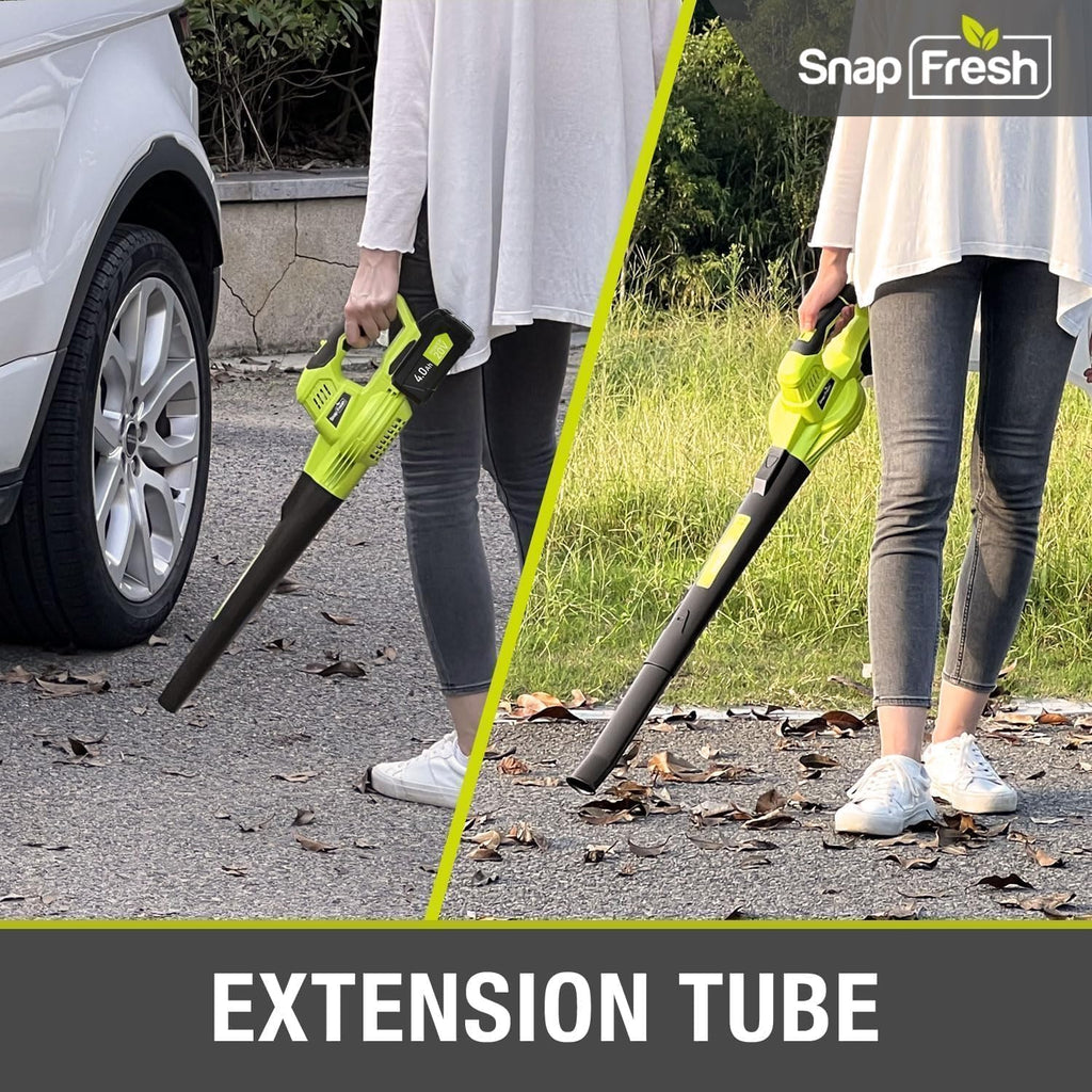 SnapFresh Cordless Leaf Blower, 20V Electric Leaf Blower with 4.0Ah Battery & Fast Charger, 2-Speed Lightweight Battery Leaf Blower for Lawn Care/Patio/Yard/Sidewalk
