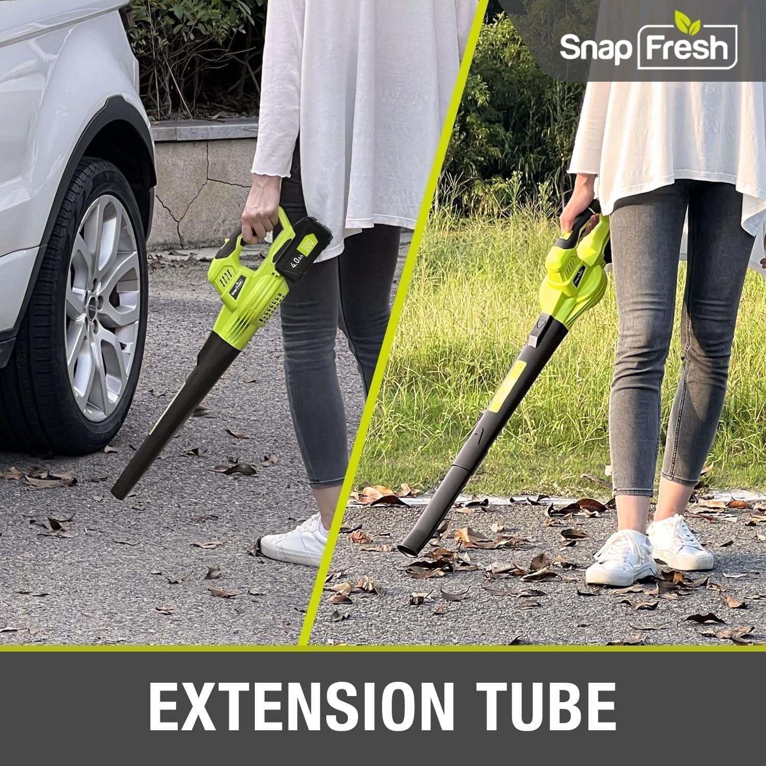 SnapFresh Cordless Leaf Blower, 20V Electric Leaf Blower with 4.0Ah Battery & Fast Charger, 2-Speed Lightweight Battery Leaf Blower for Lawn Care/Patio/Yard/Sidewalk