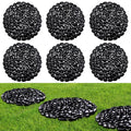 10in River Rock Stepping Stones Set - 6 Pack | Polished Pebble | Long-Lasting PVC Mesh Backing | Perfect for Garden Paths and Lawns Outdoor Landscaping Decoration | Black Circle
