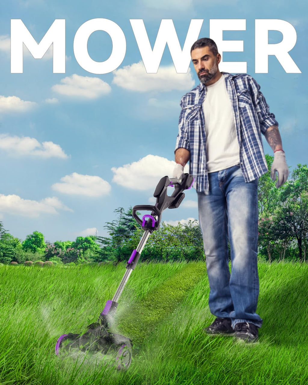 Weed Wacker Cordless, GearBrushless™, 3-in-1 Edger/Mower/Trimmer with Blade, 120 Min Runtime(with Two Batteries)