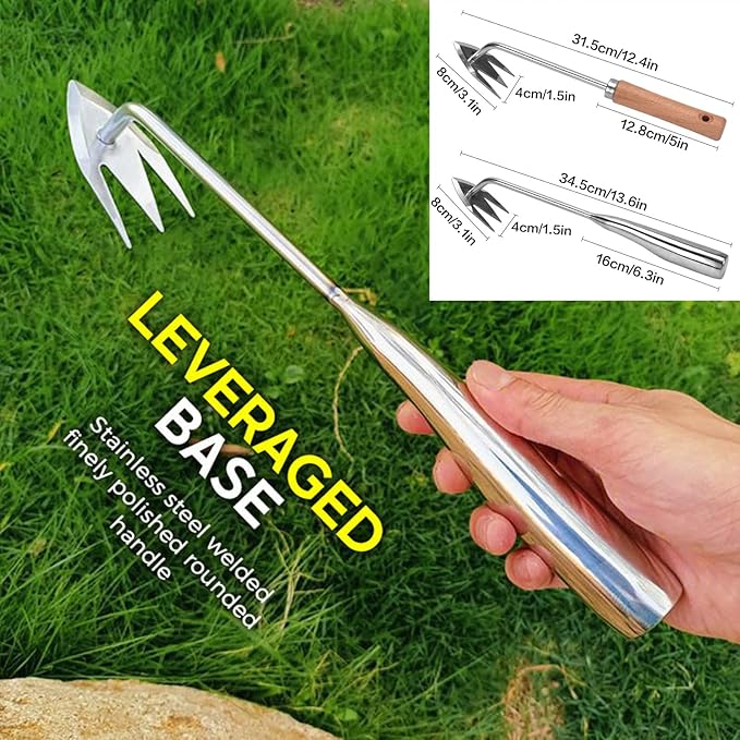 Weeding Artifact Uprooting Garden Weeding Tool, Upgraded Weed Removal Tool, Stainless Steel/Manganese Steel Weed Puller Manual Weeders for Home Gardening Yard Farmland (Wood Handle)