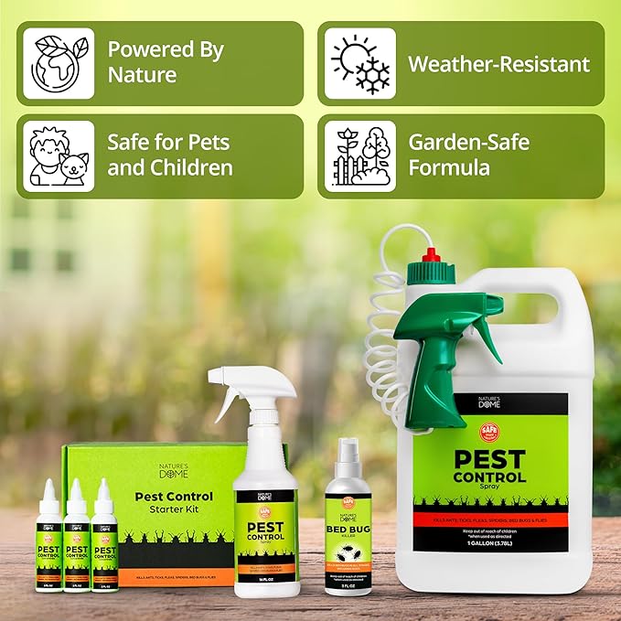 Nature's Dome 12 oz Pest Control Concentrate – Makes 1 Gallon – Eco-Friendly, Plant-Based Formula for Ant, Roach, Spider, Fly, Flea & Insect Control – Child & Pet Safe for Indoor/Outdoor Use