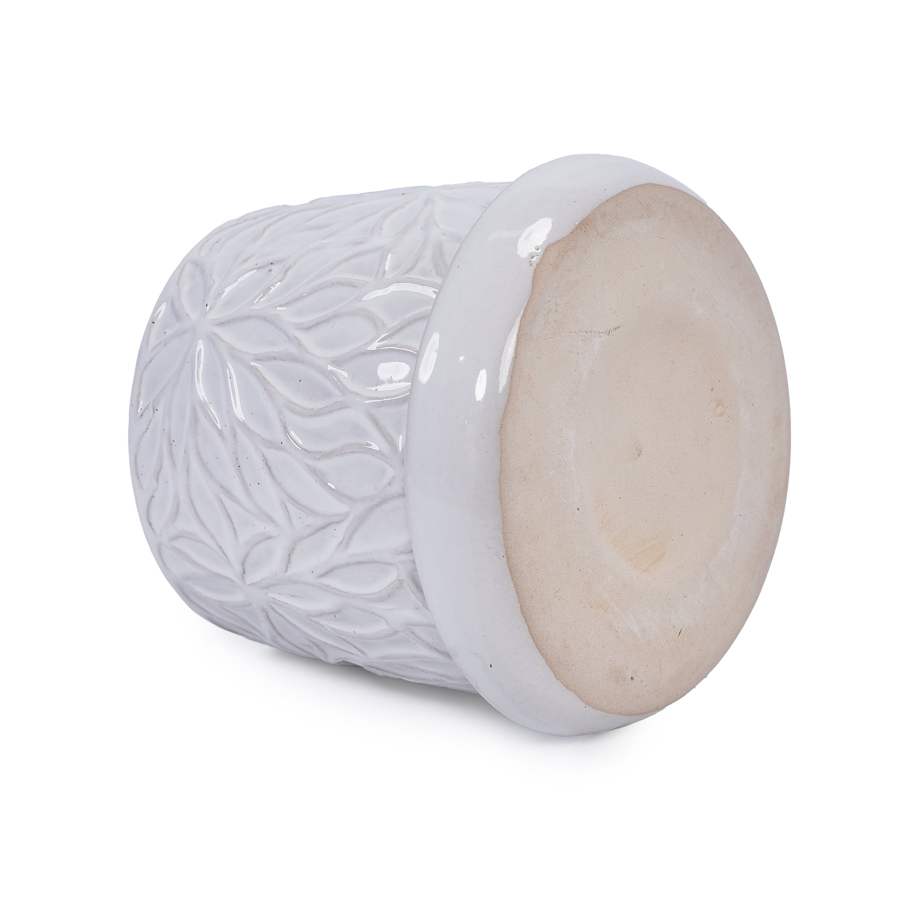 2 Pieces Ceramic Planter Pot, Modern Indoor Outdoor Flowerpot for Patio, Garden, or Windowsills - Gloss White