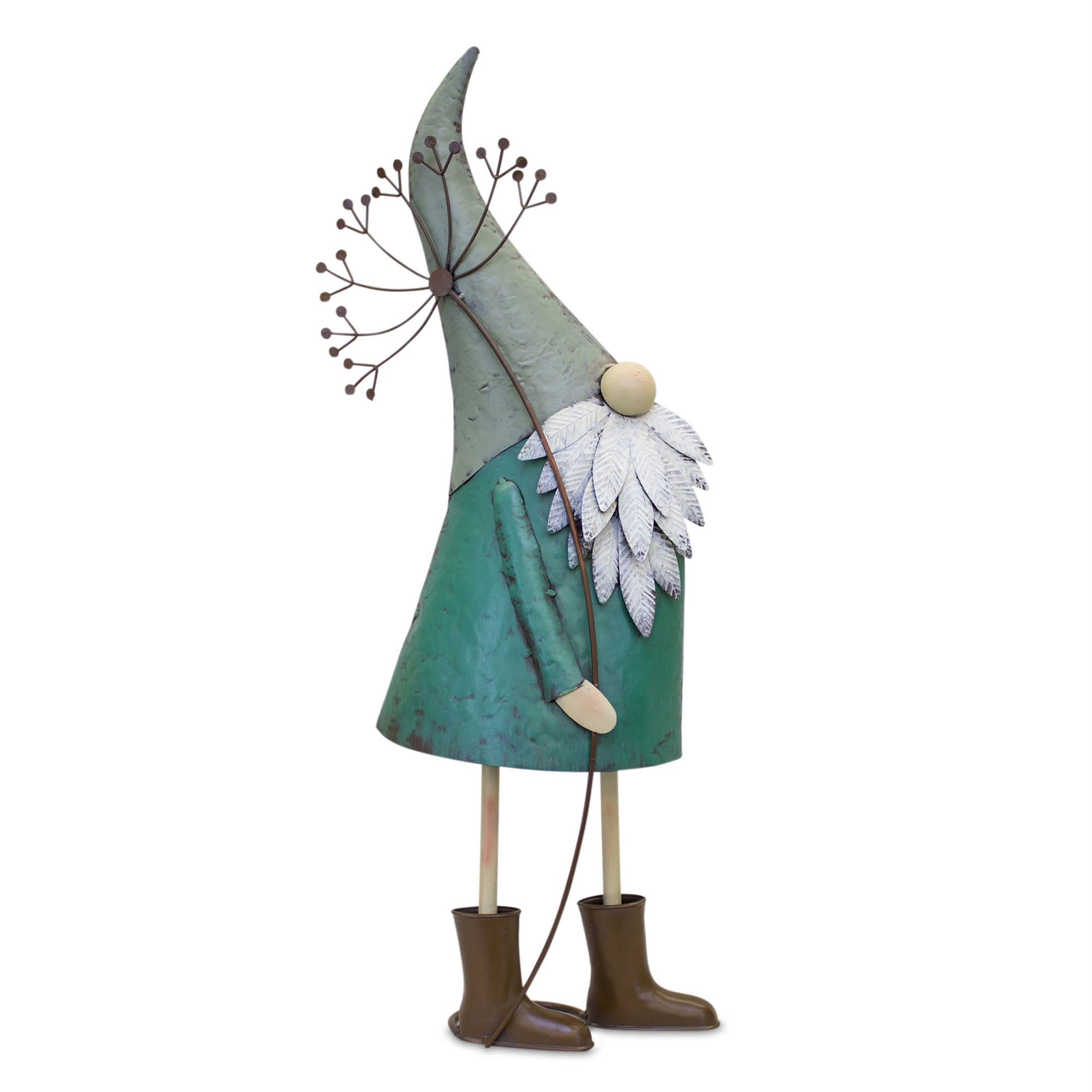 Set of 2 Iron Garden Gnomes with Flowers