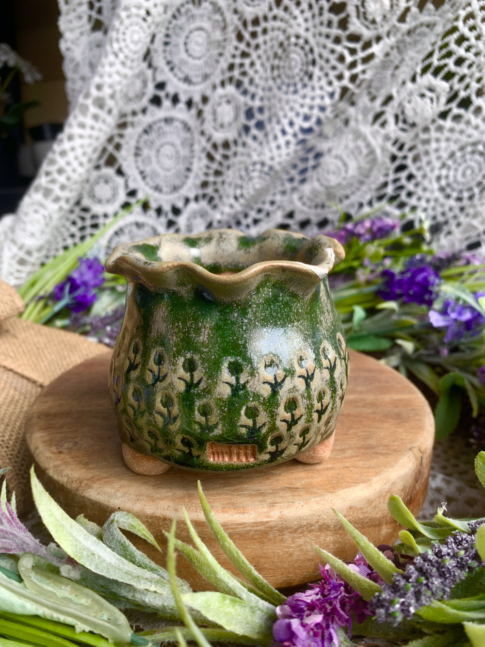 WS0033 Rustic Handmade Clay Planter Pot - Pot rim diameter: 2.3"
