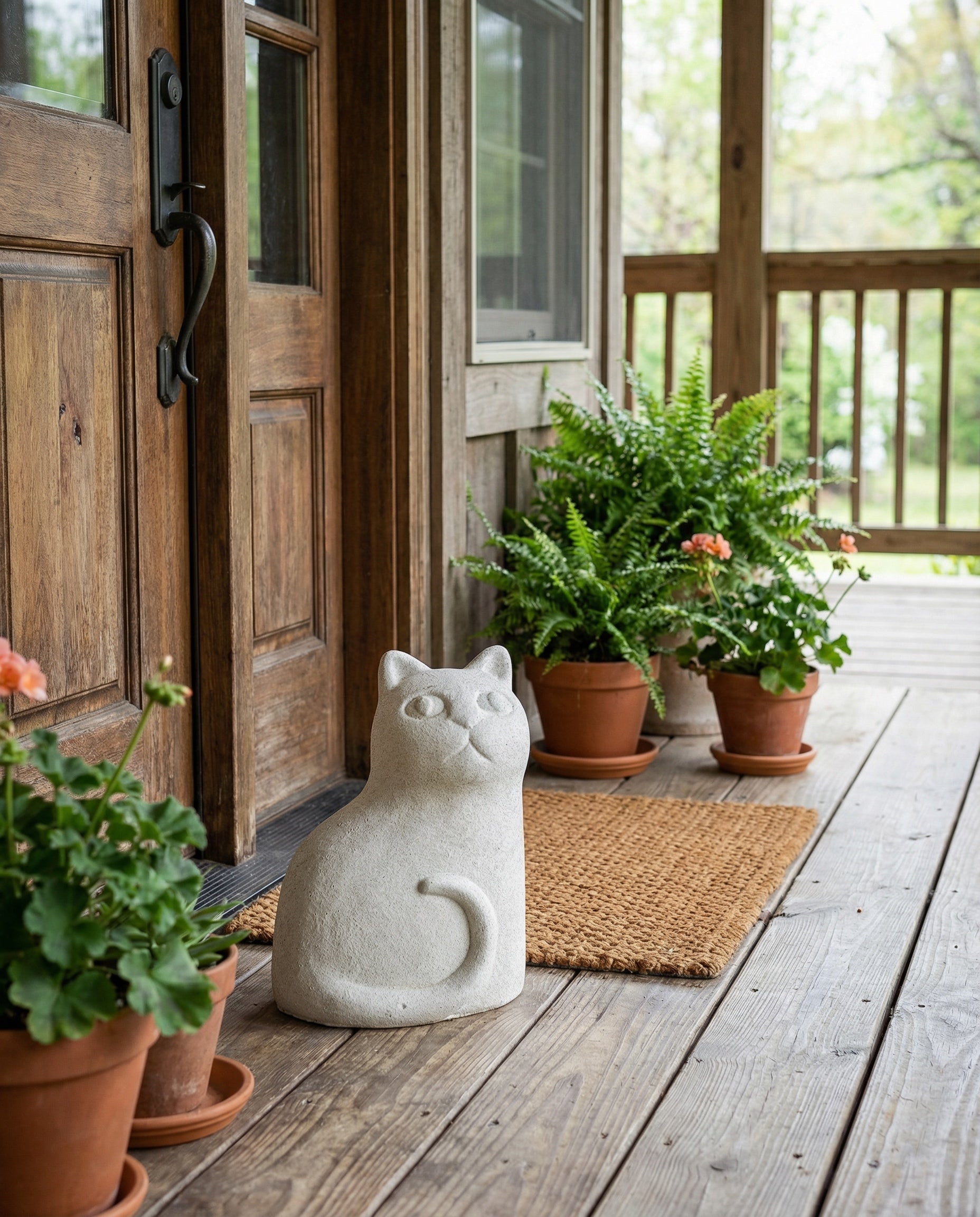 Cement Cat Garden Figure