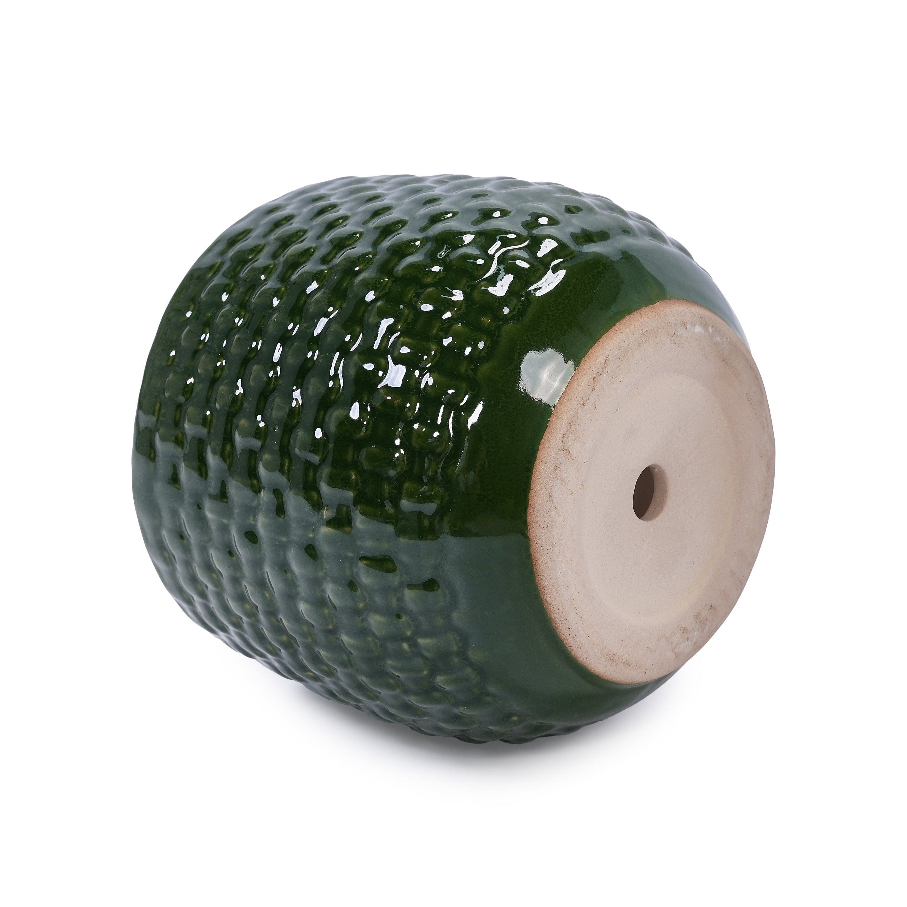 3 Pieces Ceramic Flowerpot, Modern Planter for Patio, Garden or Windowsills - Dark Green