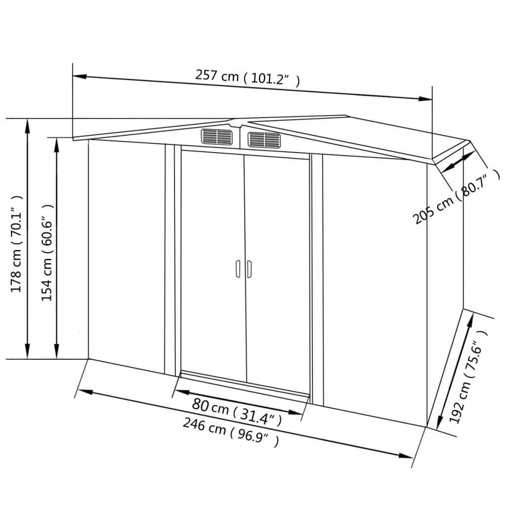 vidaXL Outdoor Storage Shed Garden Shed Patio Metal Storage Shed Backyard Shed
