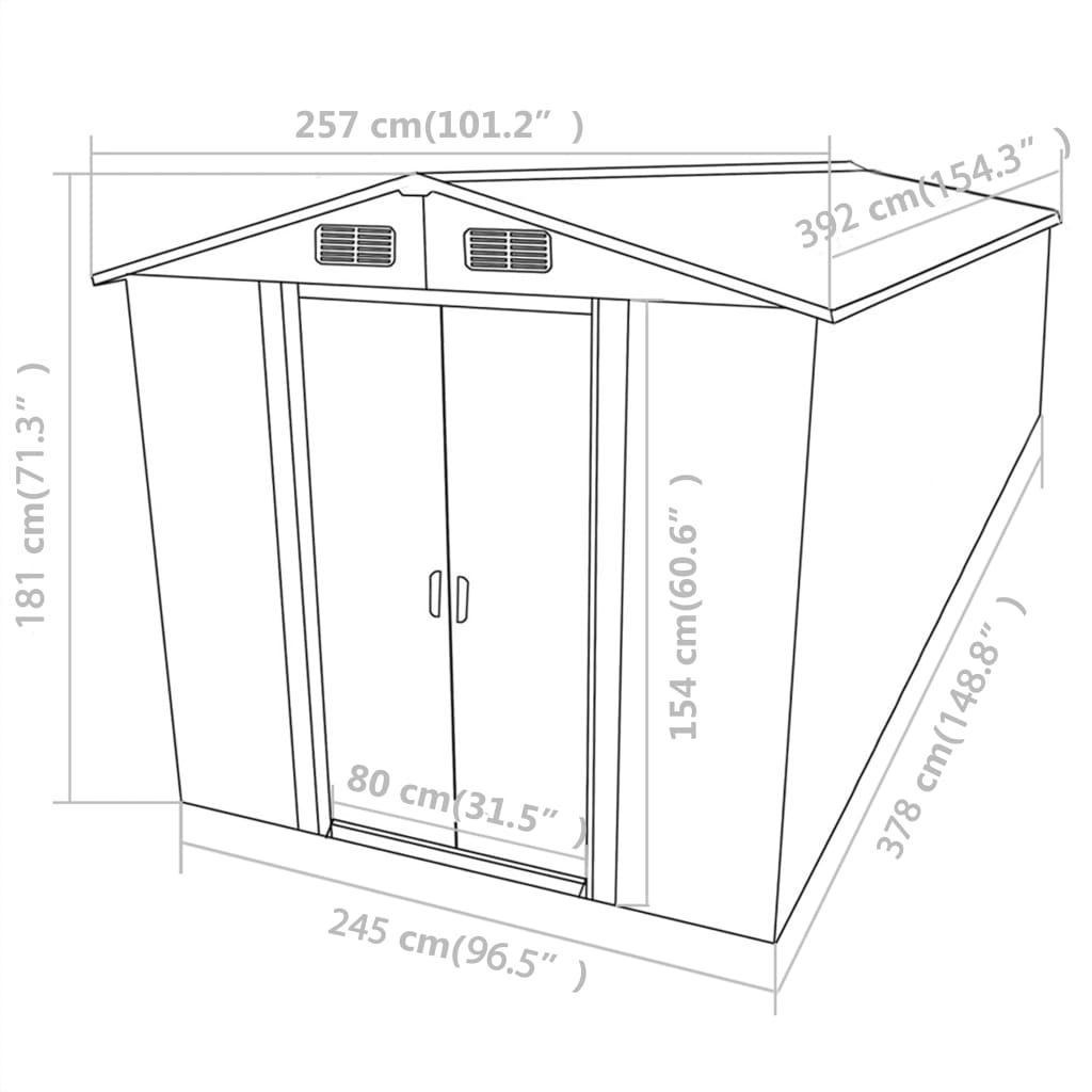 vidaXL Outdoor Storage Shed Garden Shed Metal Storage Backyard Patio Shed