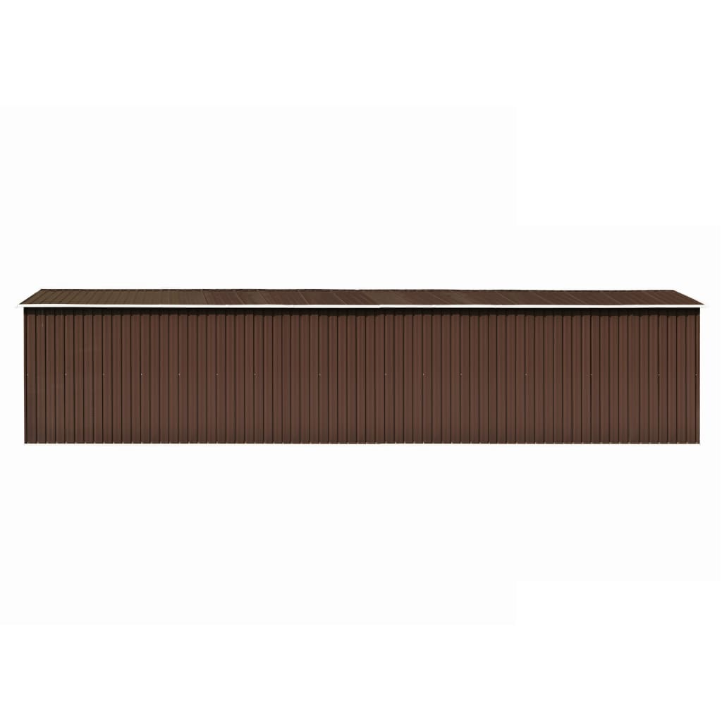 vidaXL Garden Shed Brown 101.2"x389.8"x71.3" Galvanized steel