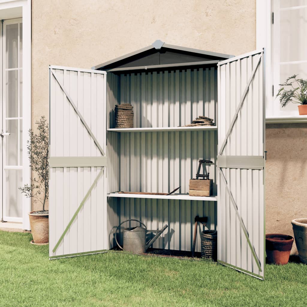 vidaXL Outdoor Storage Shed Garden Shed for Patio Backyard Galvanized Steel