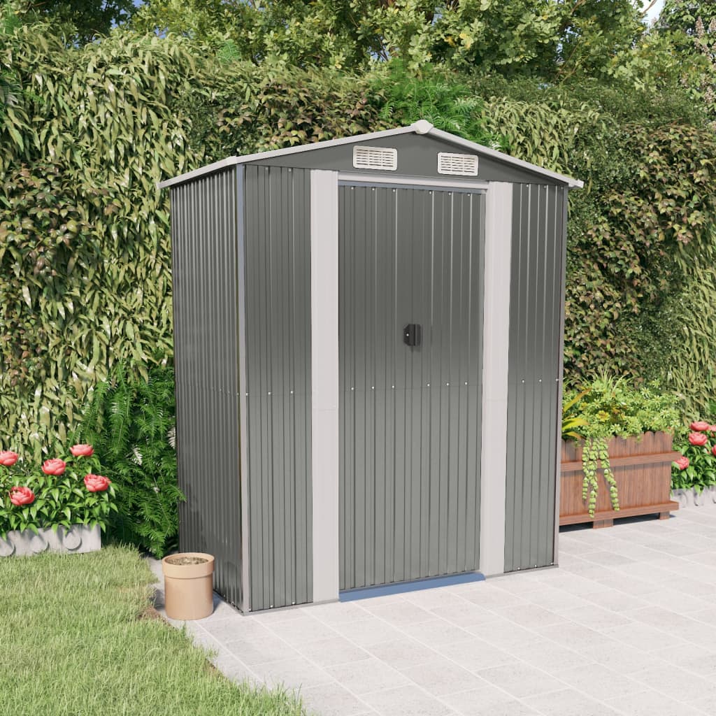 vidaXL Storage Shed Outdoor Storage Shed for Backyard Patio Galvanized Steel