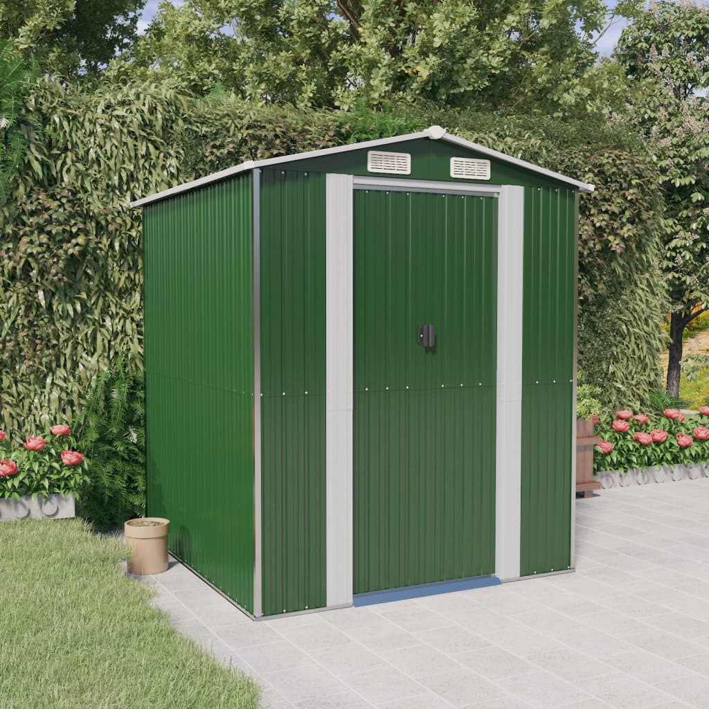 vidaXL Storage Shed Outdoor Storage Shed for Backyard Patio Galvanized Steel