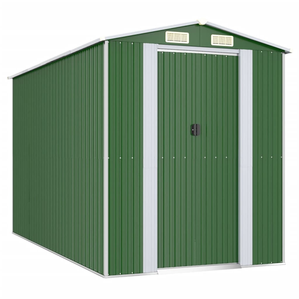 NNEVL Garden Shed Green 192x357x223 cm Galvanised Steel
