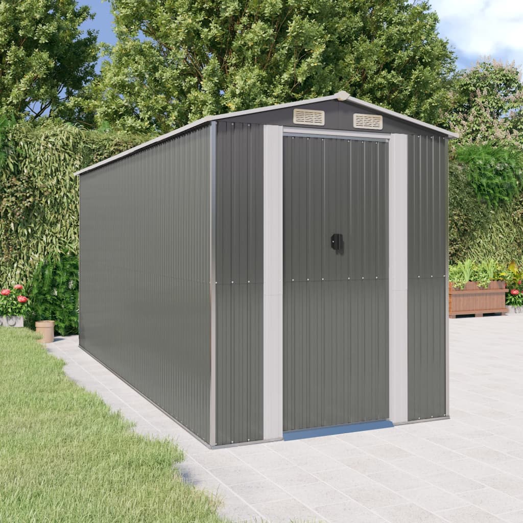 vidaXL Storage Shed Outdoor Storage Shed for Backyard Patio Galvanized Steel