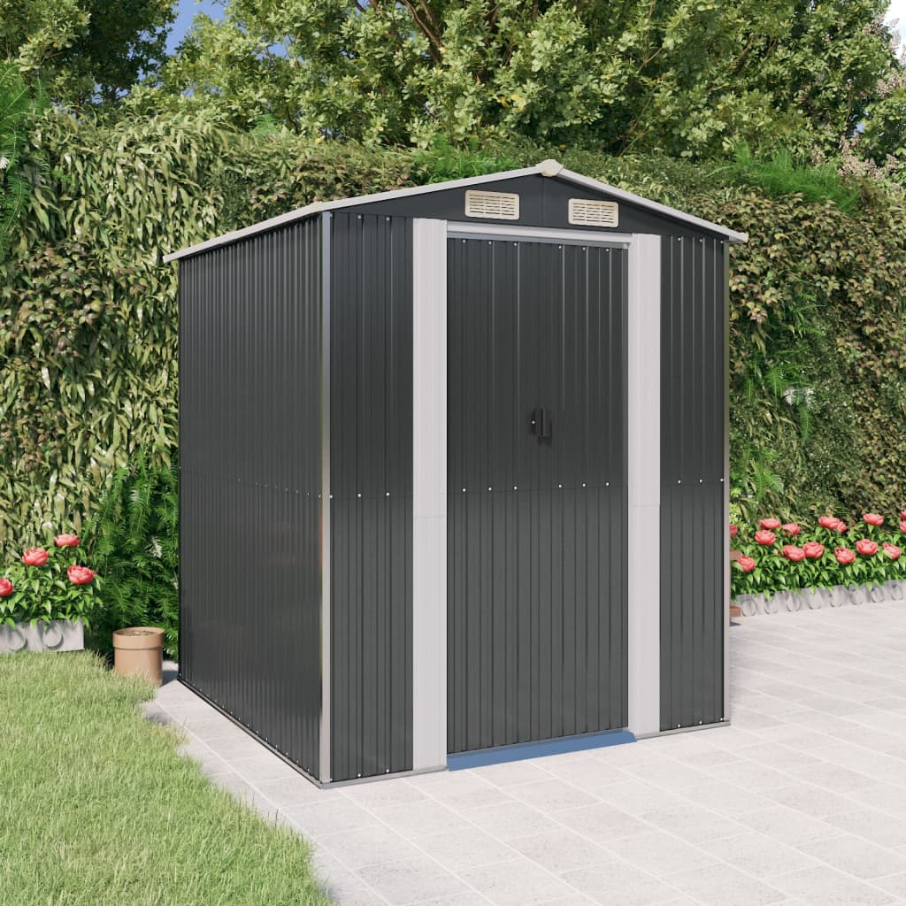 vidaXL Storage Shed Outdoor Storage Shed for Backyard Patio Galvanized Steel