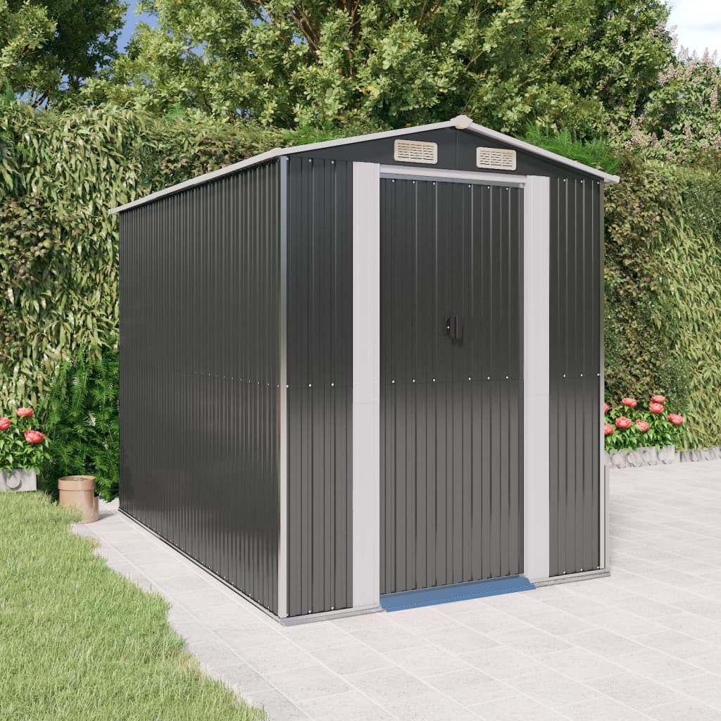 vidaXL Storage Shed Outdoor Storage Shed for Backyard Patio Galvanized Steel