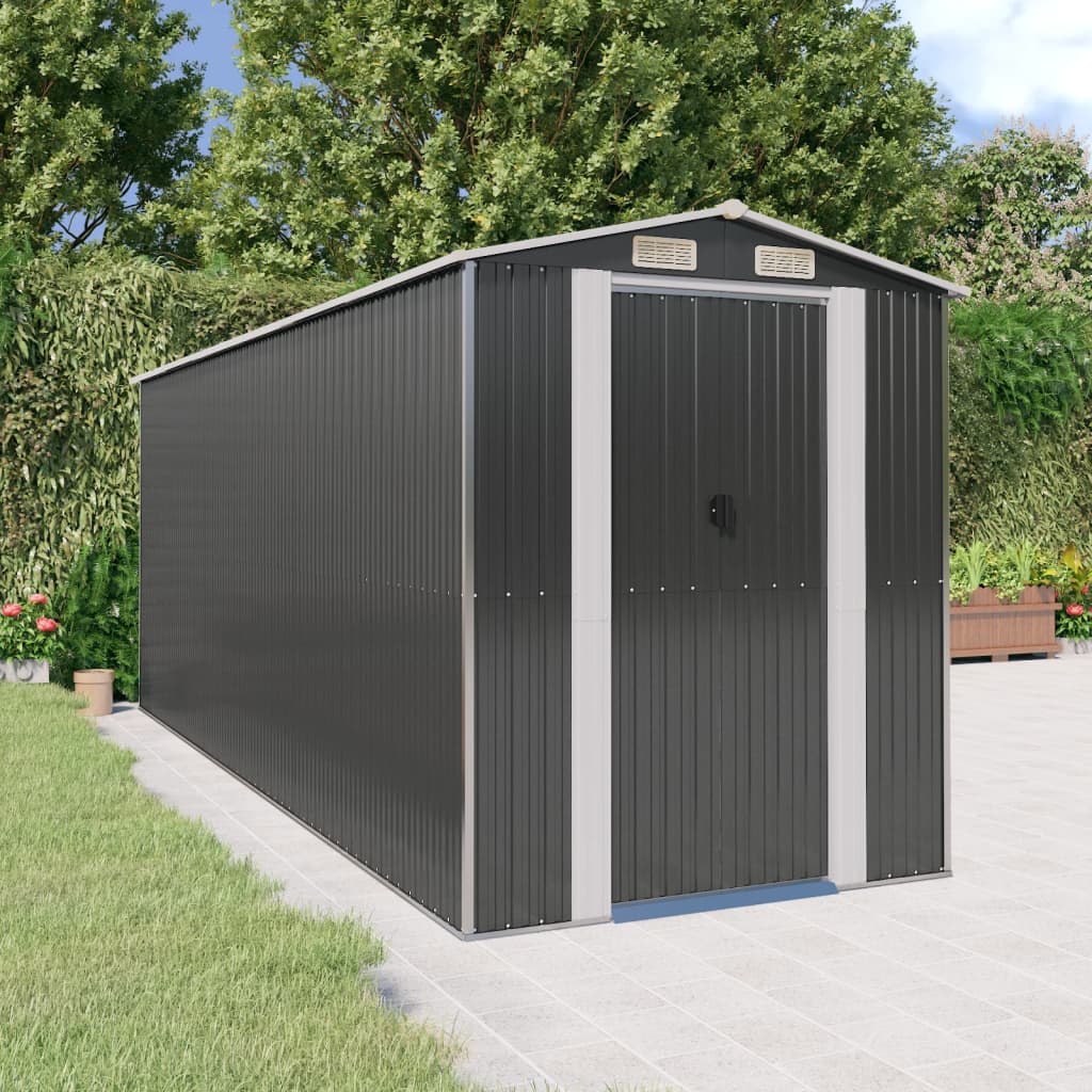 vidaXL Storage Shed Outdoor Storage Shed for Backyard Patio Galvanized Steel