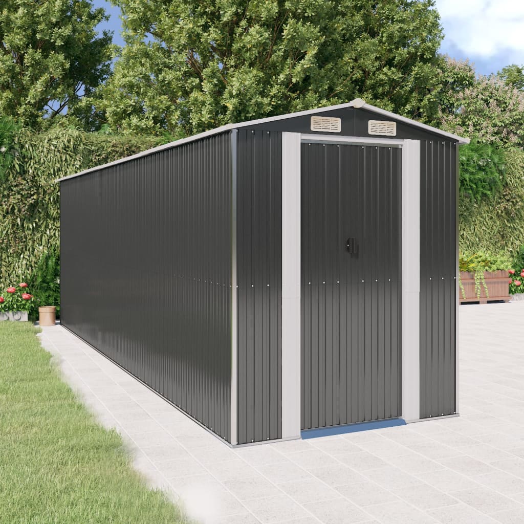 vidaXL Storage Shed Outdoor Storage Shed for Backyard Patio Galvanized Steel