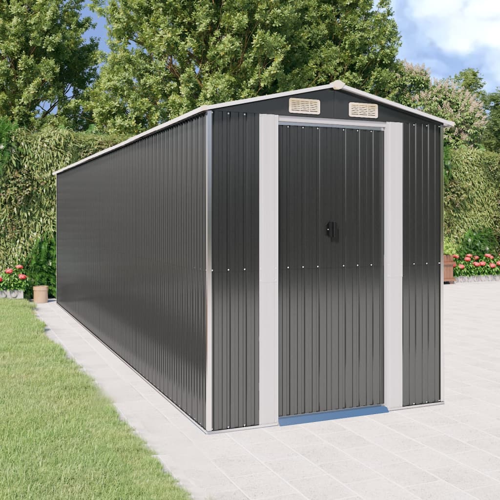 vidaXL Storage Shed Outdoor Storage Shed for Backyard Patio Galvanized Steel