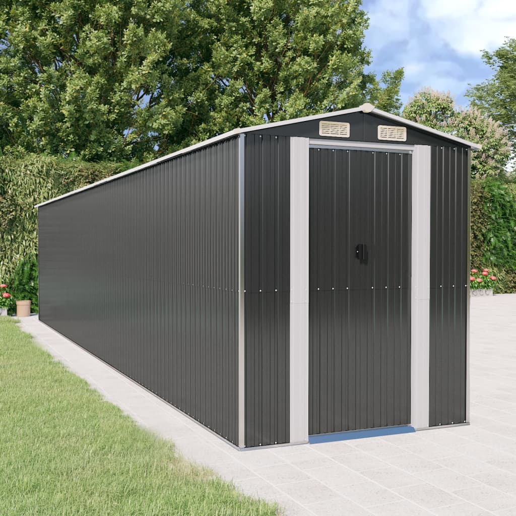 vidaXL Storage Shed Outdoor Storage Shed for Backyard Patio Galvanized Steel