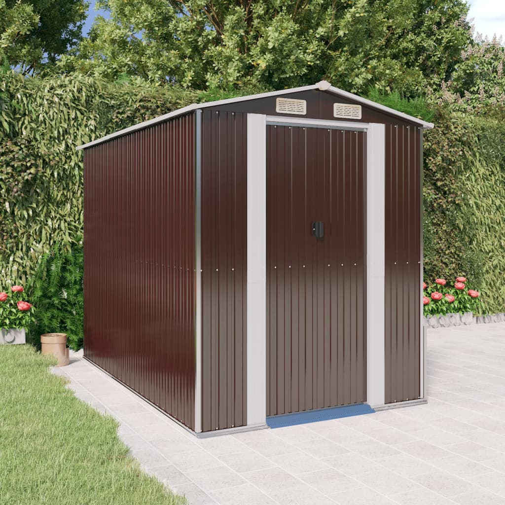 vidaXL Storage Shed Outdoor Storage Shed for Backyard Patio Galvanized Steel