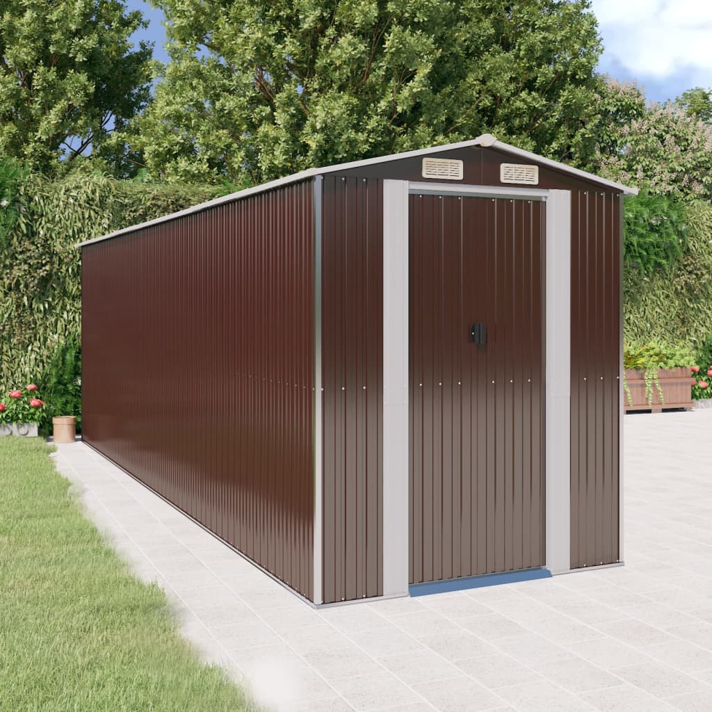 vidaXL Storage Shed Outdoor Storage Shed for Backyard Patio Galvanized Steel