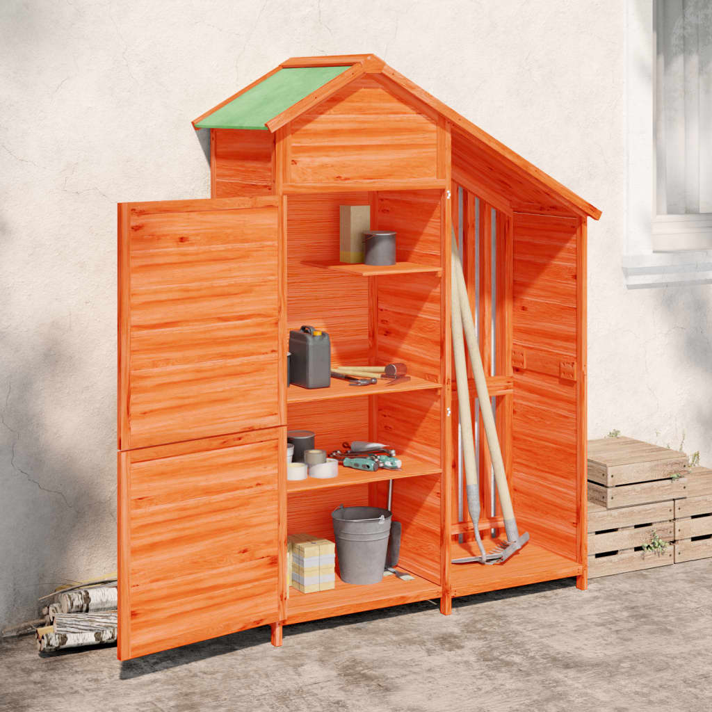 vidaXL Garden Tool Shed Brown 47.2"x21.1"x66.9" Solid Wood Pine
