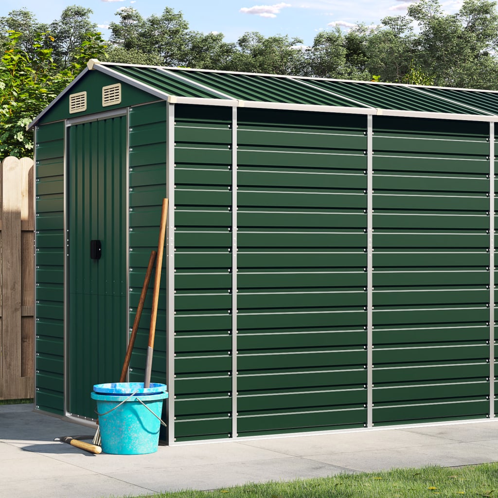 NNEVL Garden Shed Green 191x810x198 cm Galvanised Steel