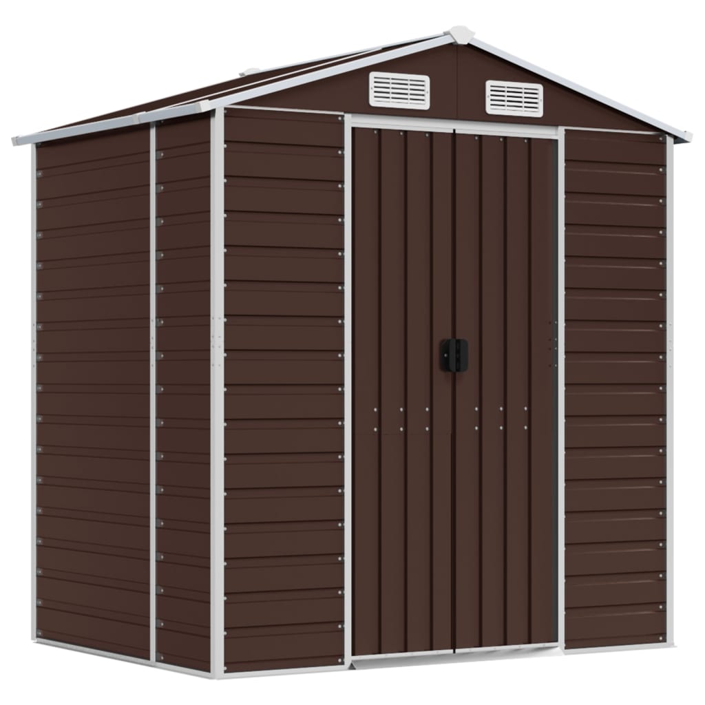 NNEVL Garden Shed Brown 191x130x198 cm Galvanised Steel