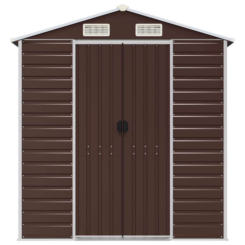 NNEVL Garden Shed Brown 191x130x198 cm Galvanised Steel
